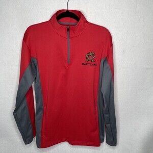 KA Knights Apparel Red/Gray Maryland Terrapins 1/4 Zip Long Sleeve Shirt Men's M
